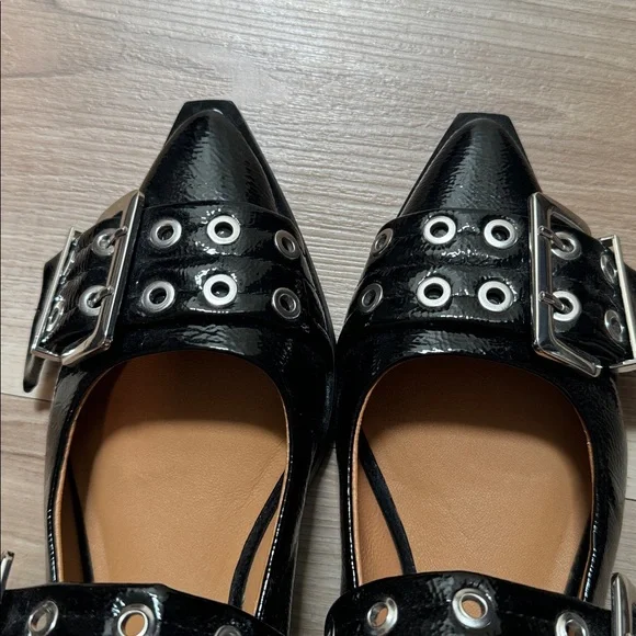 Steve Madden Black Double Buckle Flats - Picture 4 of 6